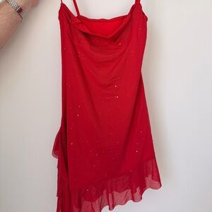 Red Sparkly Holiday Spaghetti Strap Dress